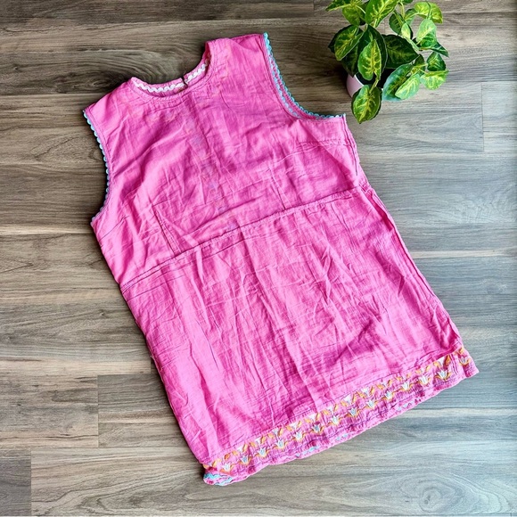 Simply Southern Pink Embroidered Flowers Rickrack Trim Sleeveless Dress Size XL - Picture 13 of 16